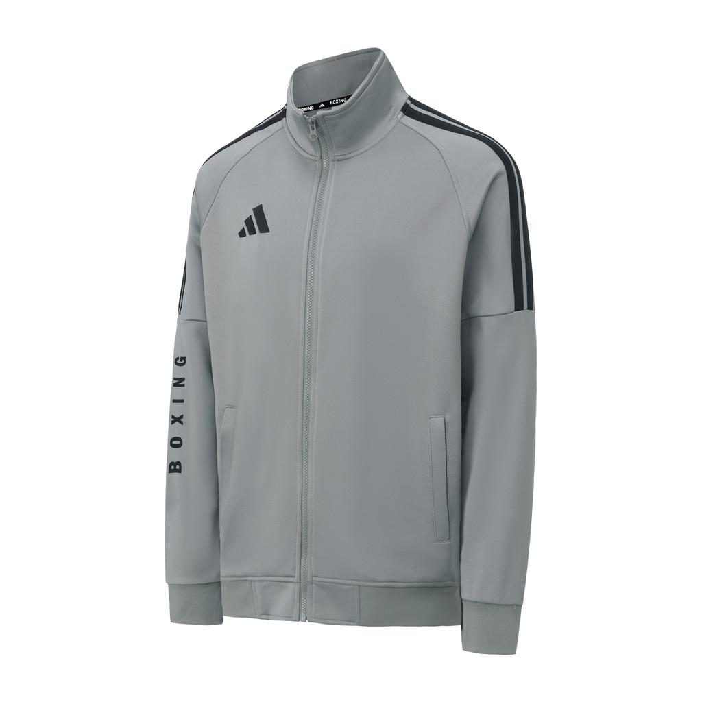 Adidas Boxen 3-Streifen Klassisch Retro Gerade Beine Trainingsanzug Jacke Set Unisex Trainingsanzüge Grau TR30JR1BX-GYB+TR30PR1BX-GYB