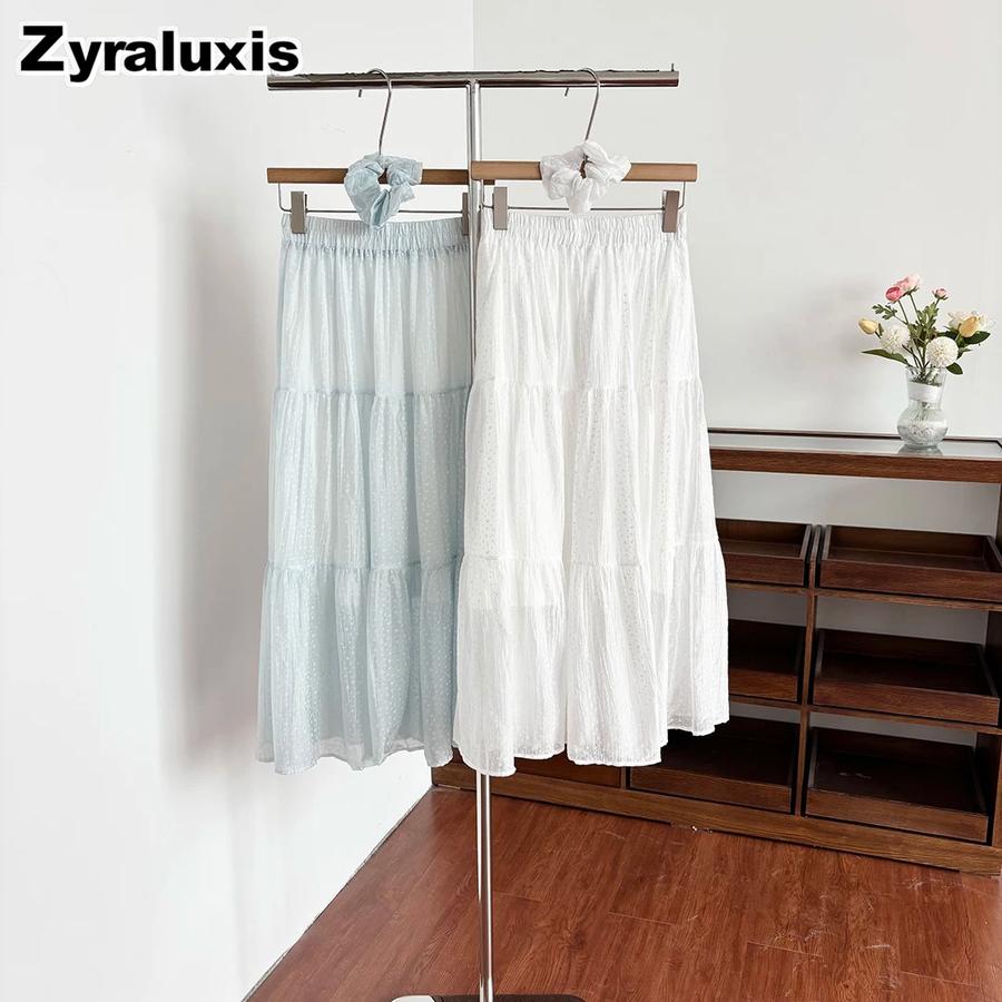 Gentle Breeze Maxi Chiffon Midi A-Line Skirt for Women Summer New Arrivals Casual Over-the-Knee Ruffles Dress