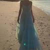 Super fairy pendulum pure desire wind V-neck sexy dopamine halter neck sling fairy long dress seaside vacation skirt