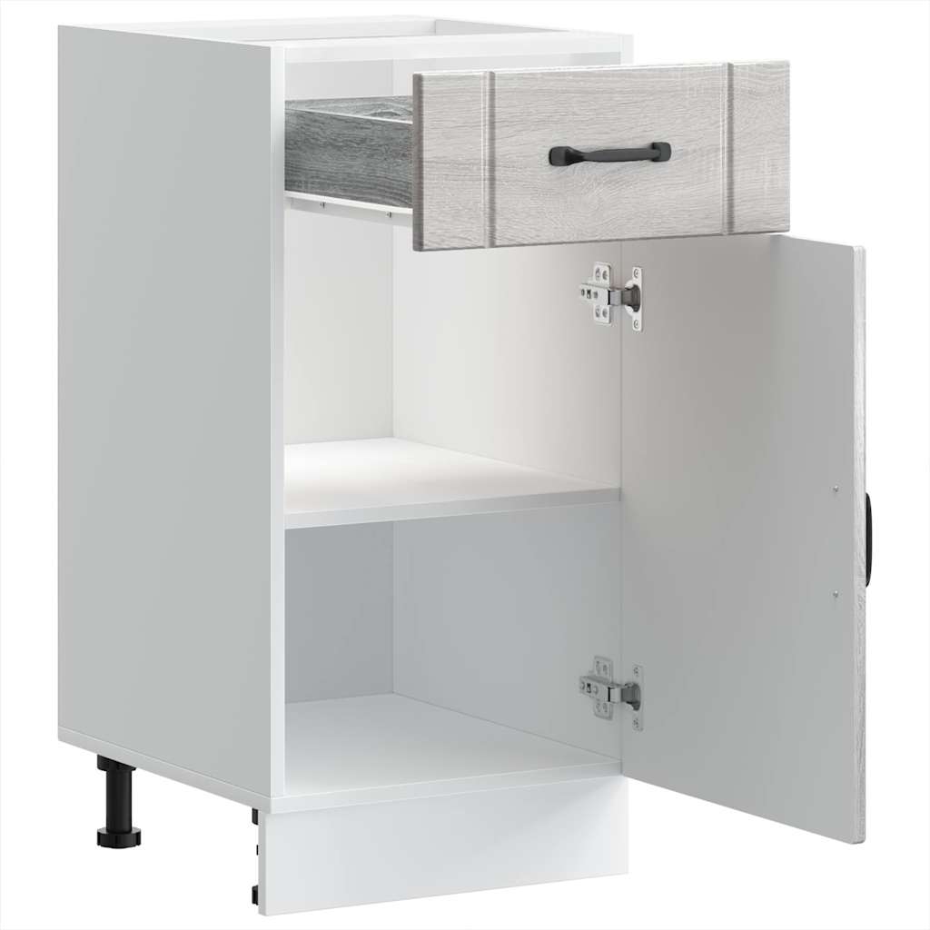 Kitchen Base Cabinet "Lucca" Grey Sonoma Glued Wood
