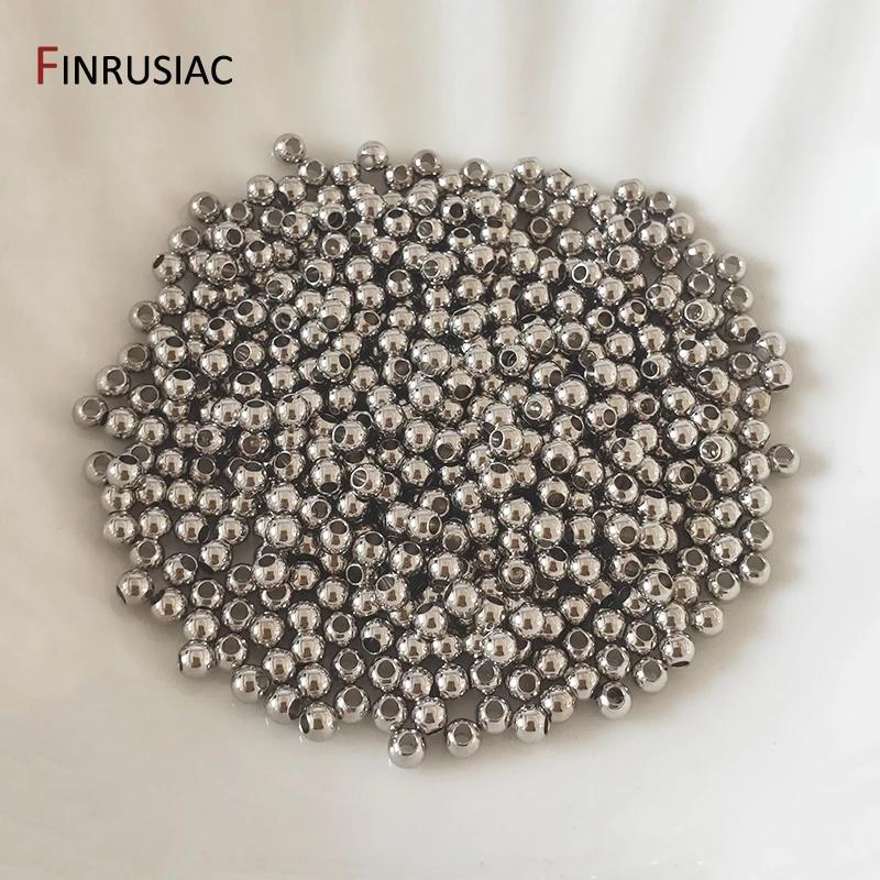

30-100Pcs 2-6mm 14/18K Gold Plated Brass Spacer Beads Round Ball Charm Loose Beads For DIY Bracelets Jewelry Making Supplies 2mm-100 pcs