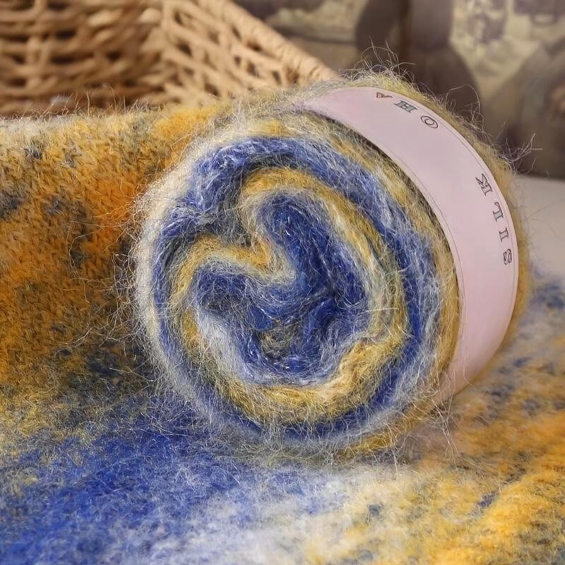 1PC Thread Multi-element Real Silk Pure Cotton Gradient Color Multi-functional Hand Woven Knit Yarn Handmade Gift