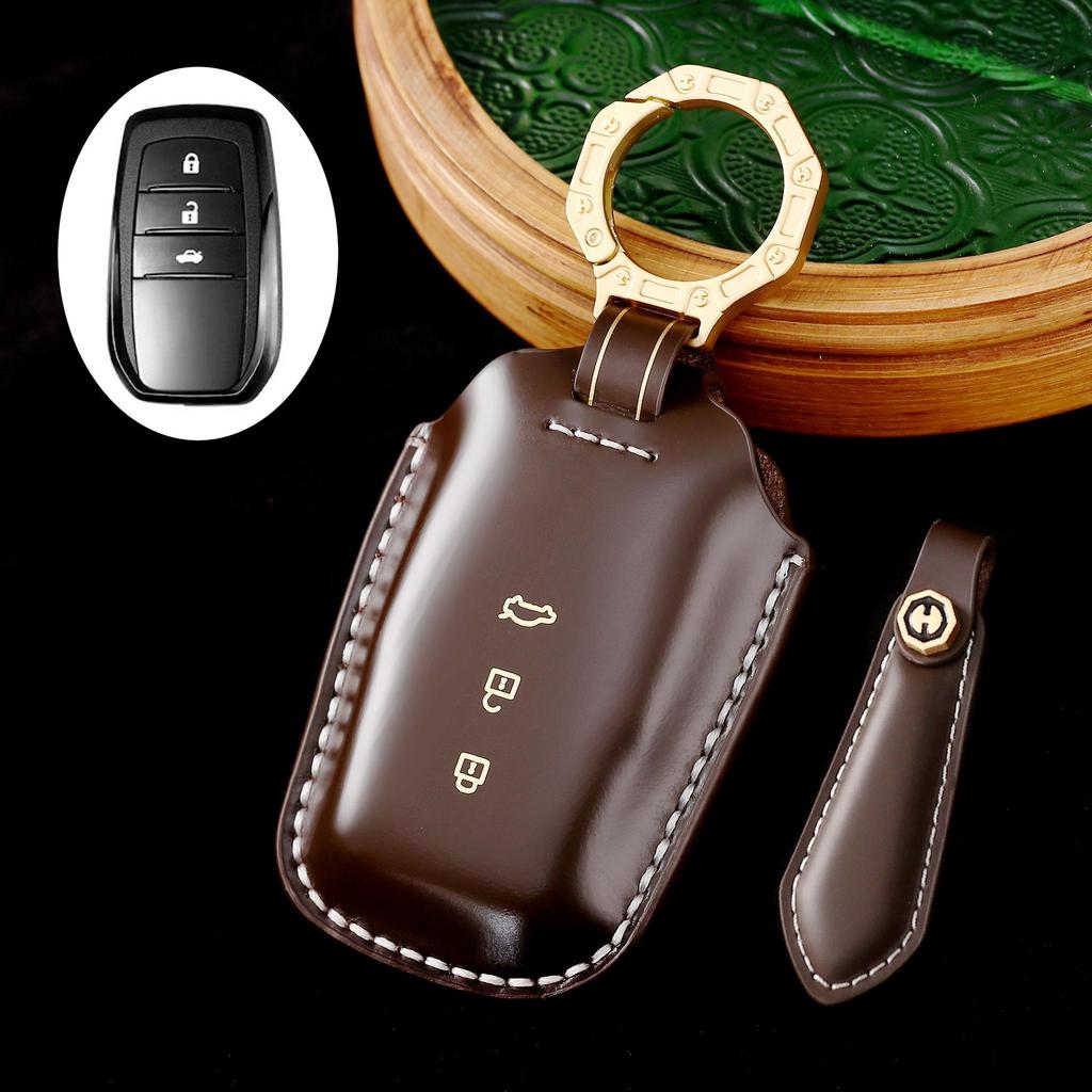 2024 Genuine Leather Key Cover for Toyota Highlander & Asia Dragon with Premium Gift Box