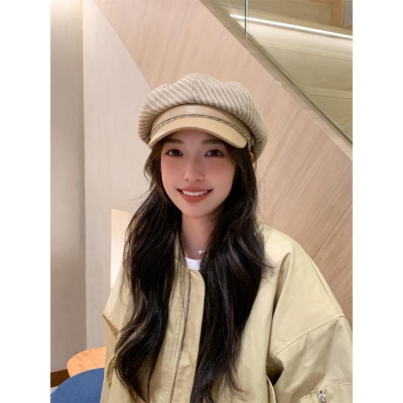 Women S Vintage Plaid Octagonal Newsboy Cap Elegant Versatile Casual