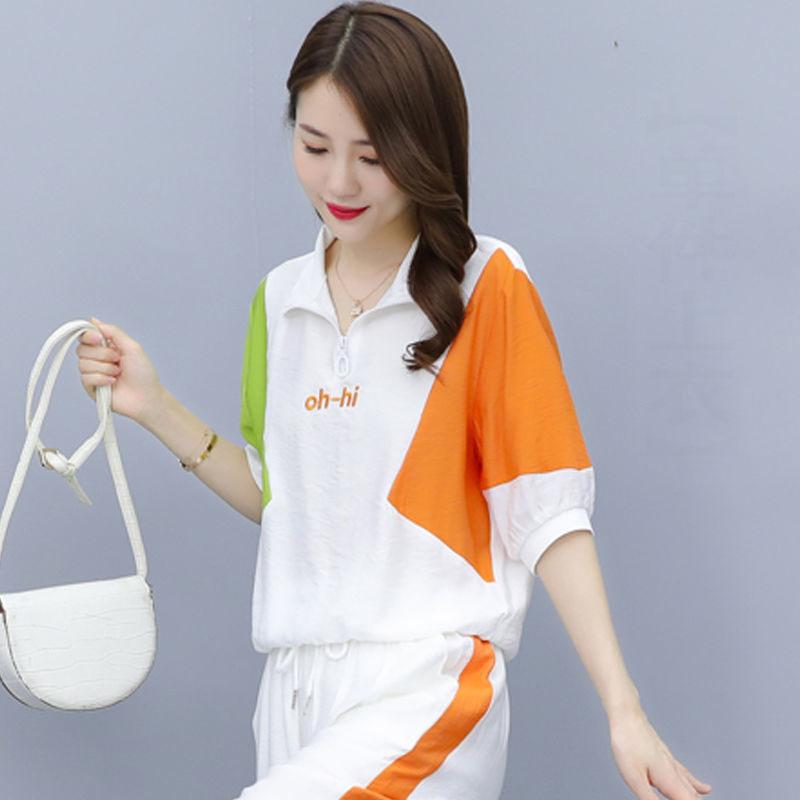 T-skjortedress Dame Sommer Casual Løse Leggings Sportsskjorte Todelt Sett