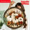2D Flat Aluminum Decorative Plaques and Ornaments, Featuring A Retro White Pumpkin and Orange Autumn Floral Pattern for Wall Decoration. Suitable for