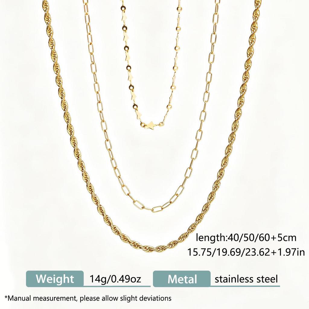 European & American Style Three-Layer Stackable Stainless Steel Necklace for Women - Fashionable, Versatile, High-End Luxury Clavicle Chain