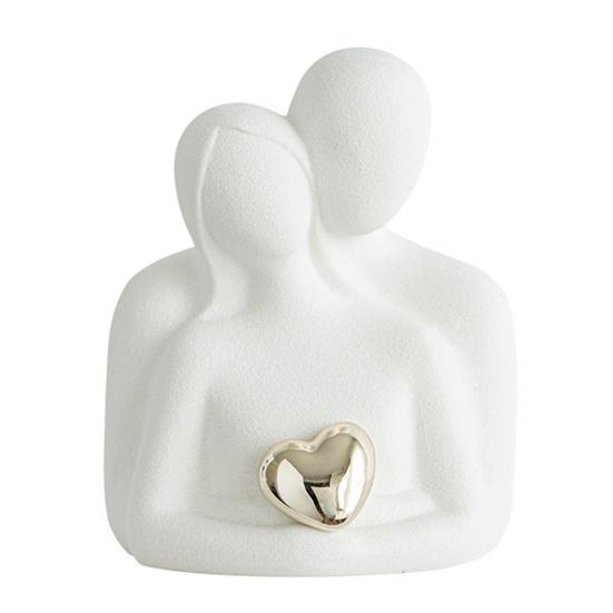 Romantische Paarskulptur Keramik Abstrakte Verliebte Figuren für Schlafzimmer TV-Schrank Heimregal Dekoration Hochzeit Valentinstag Jahrestag