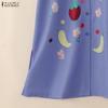 ZANZEA Women Square Collar Casual Short Sleeve Summer Print Dress