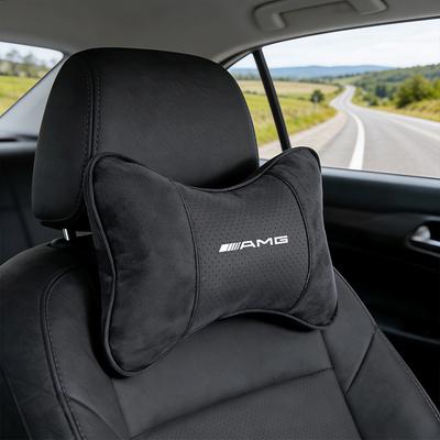 WOOY7 Suede Headrest Car Breathable Memory Foam Neck Pillow For Mercedes Benz AMG GLC W203 W206 W220 W205 W211 W212 W201 W210 W108 CLA