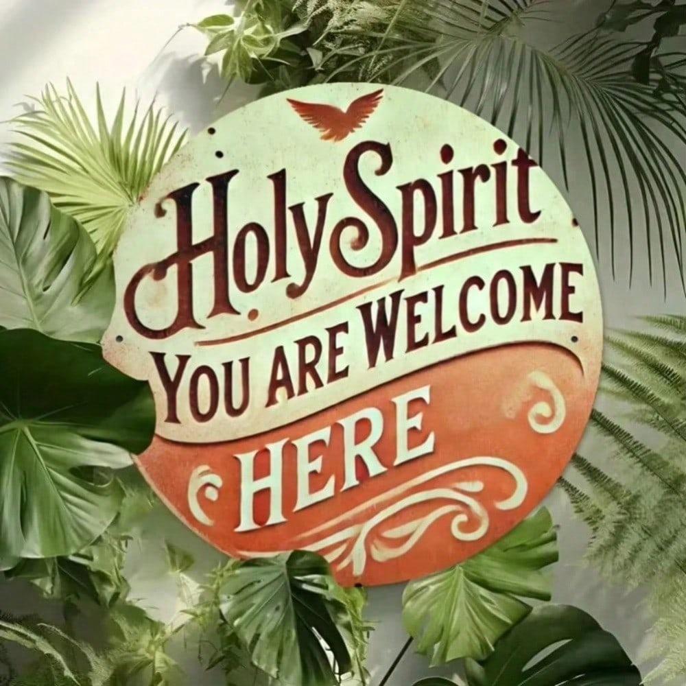 Vintage St. Spirit Welcome Metal Tin Sign 7.87x7.87 Inch Round Wall Art Retro Plaque for Home Bar Cafe Decor