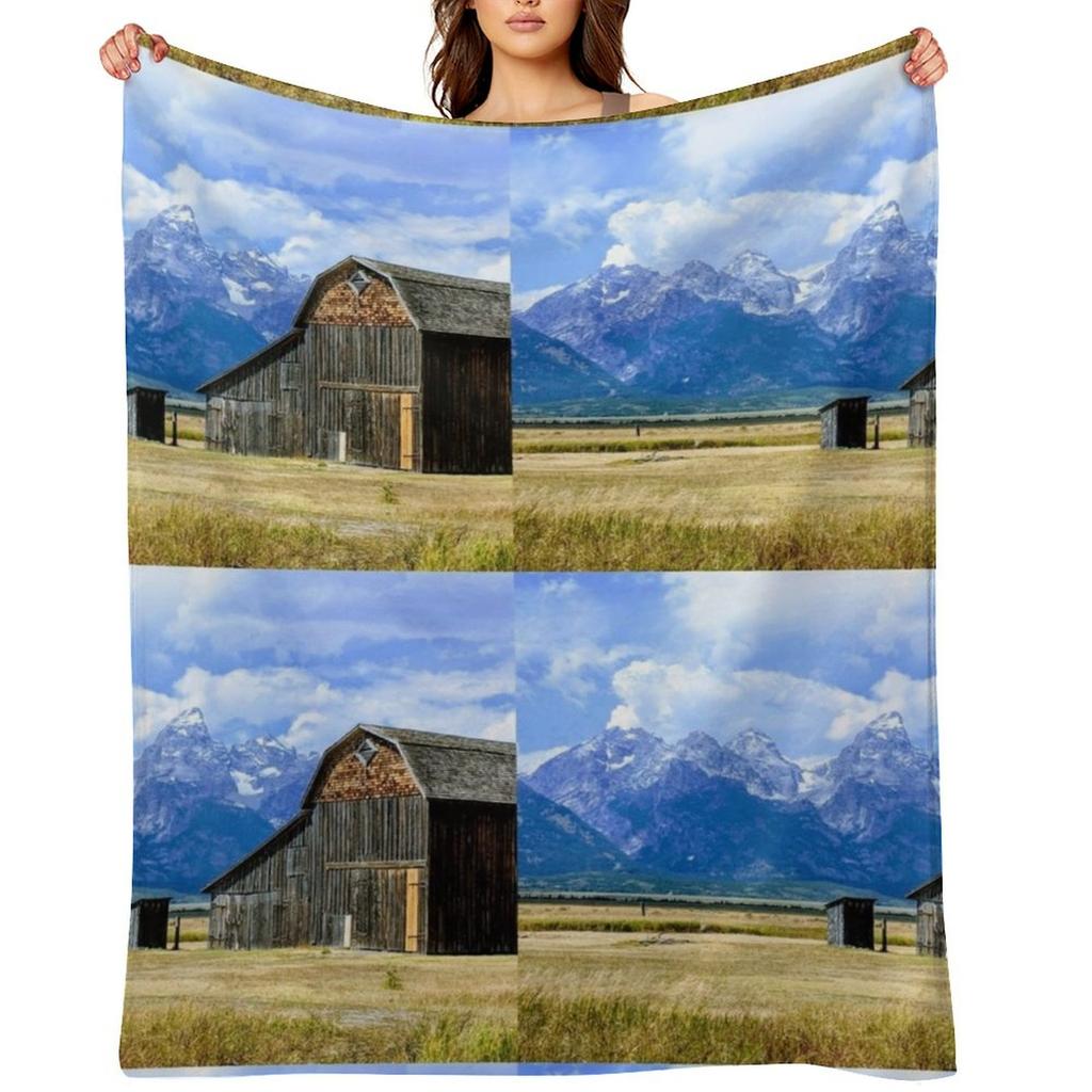 Jackson Hole Grand Tetons Mountains Barn Throw Blanket wednesday heavy to sleep anime Comforter Blankets