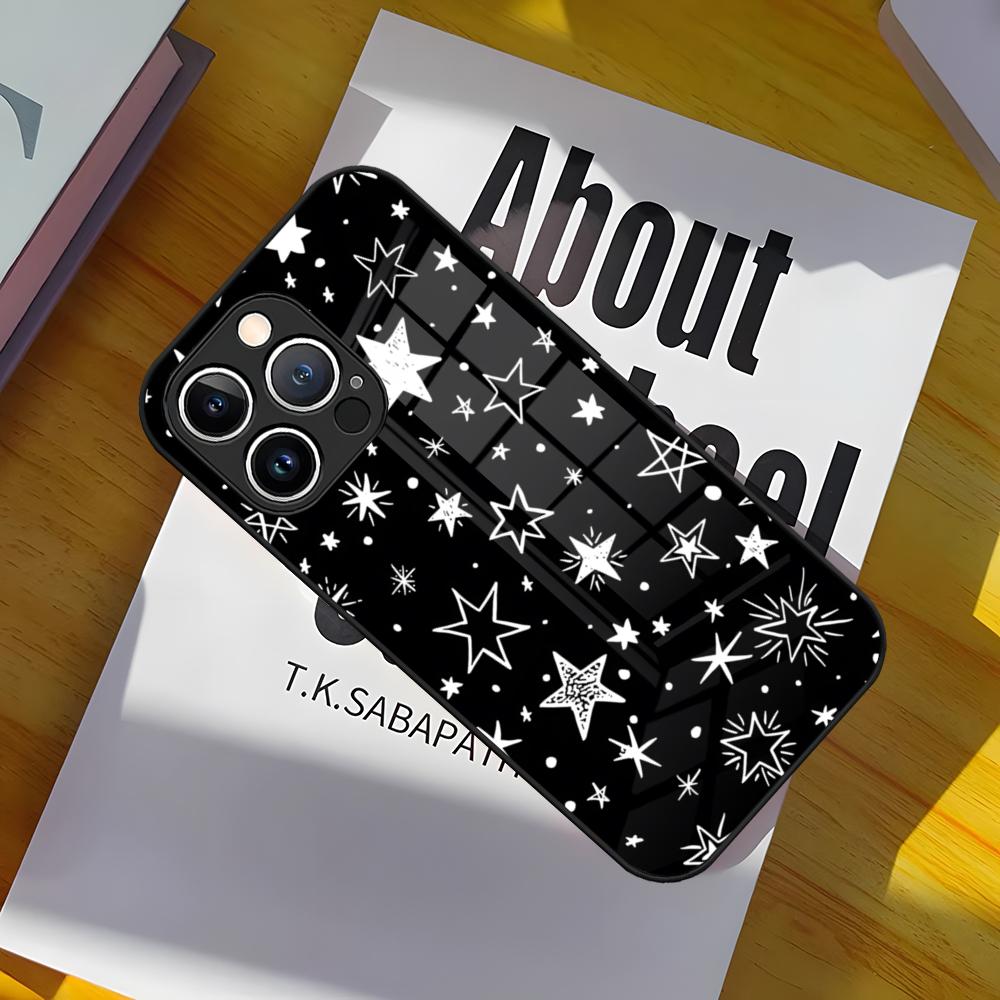 Fashion INS Stars Phone Case Glass Cover For IPhone 17 15 Pro Max 14 Pro 16 12 11 13 Mini X XR XS 8 7 Plus SE