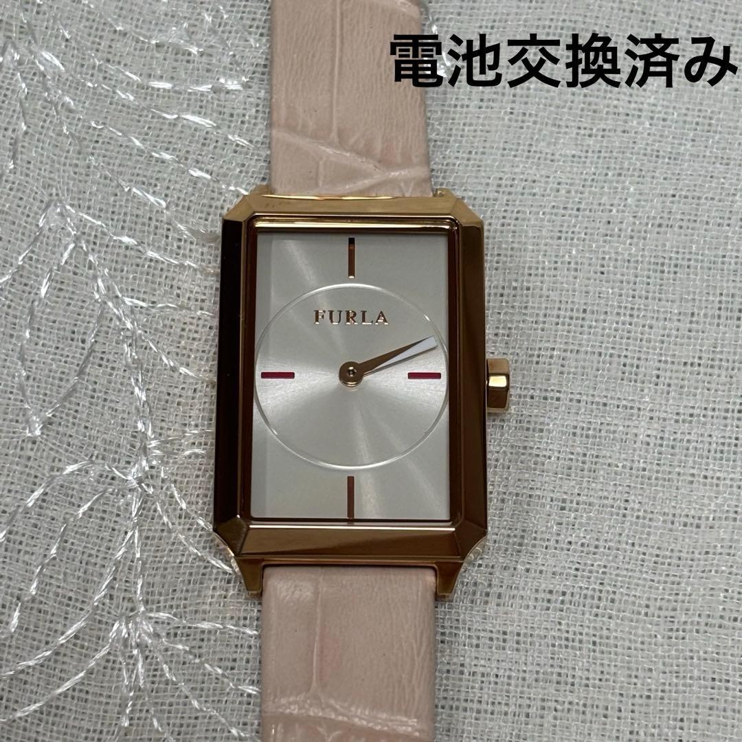 Used [New battery] FURLA wristwatch quartz pink gold square