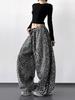 Pantaloni Casual Classici Stampa Leopardo Donna Primavera/Autunno Nuovi Vita Alta Ragazza Alta Studente Hip Hop Gamba Larga