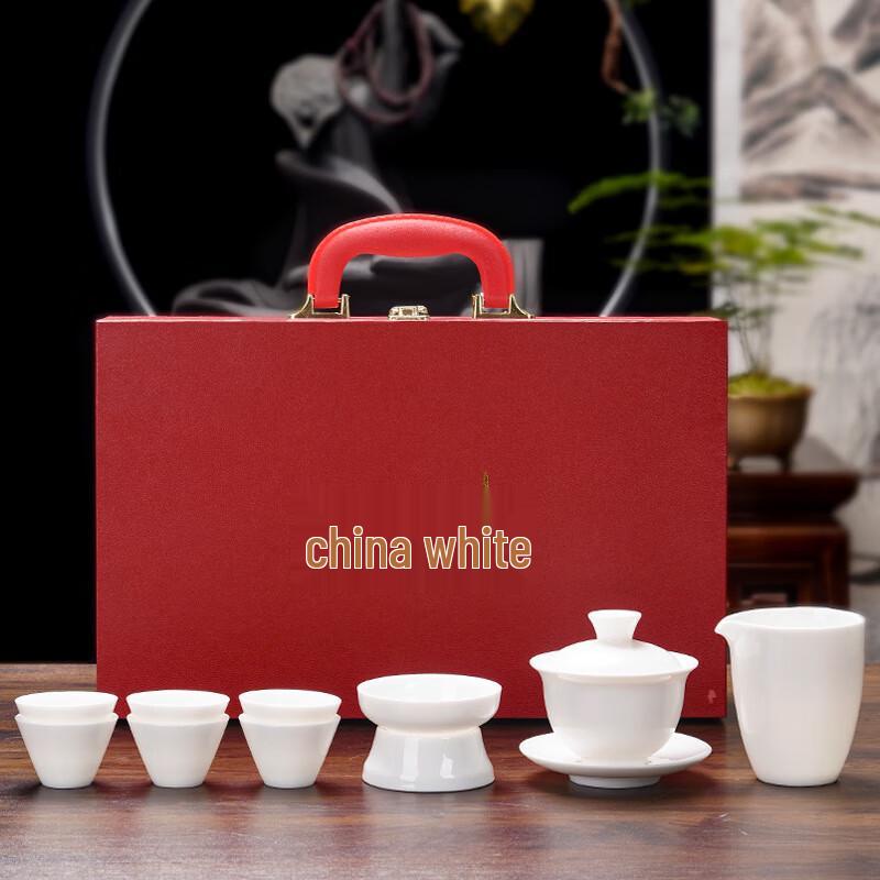 Yuzhuxun Mutton-Fat Jade White Porcelain Tea Set