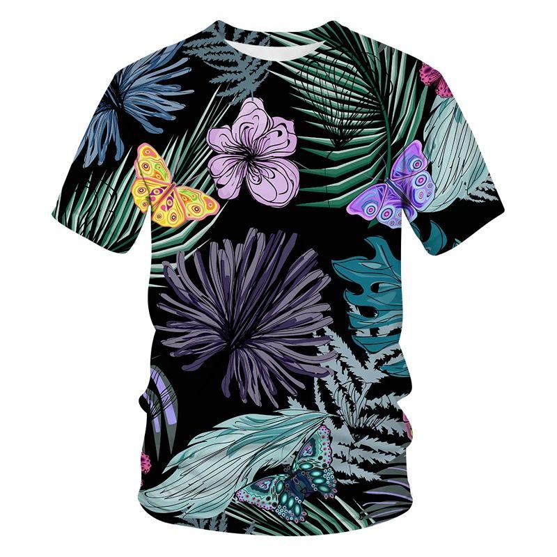 Женская летняя футболка с 3D-принтом животных и цветочным принтом — фото 3