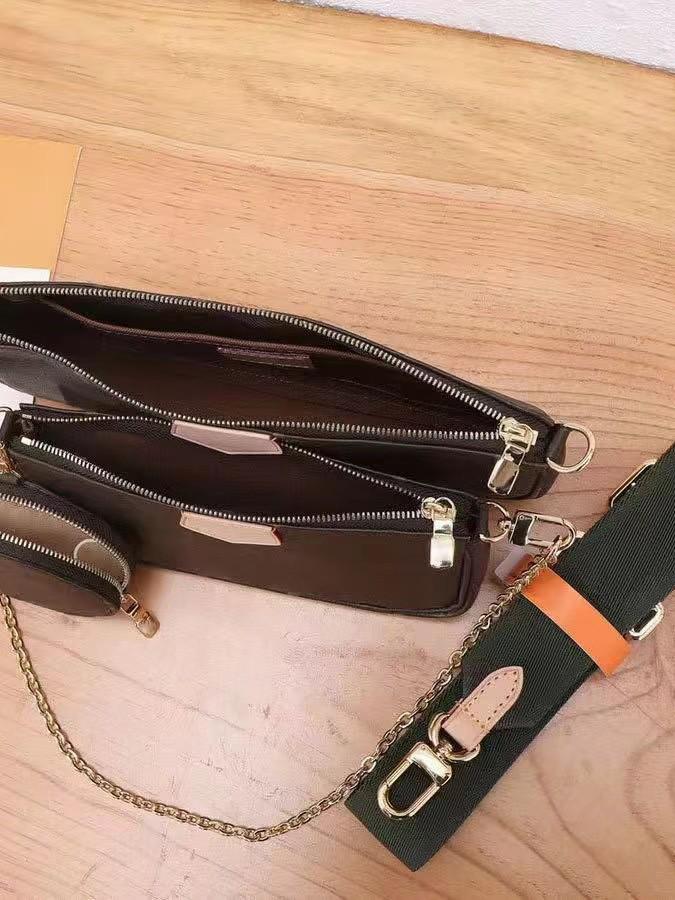 2024 Classic Monogram Leather Mahjong Crossbody Bag with Chain for Women