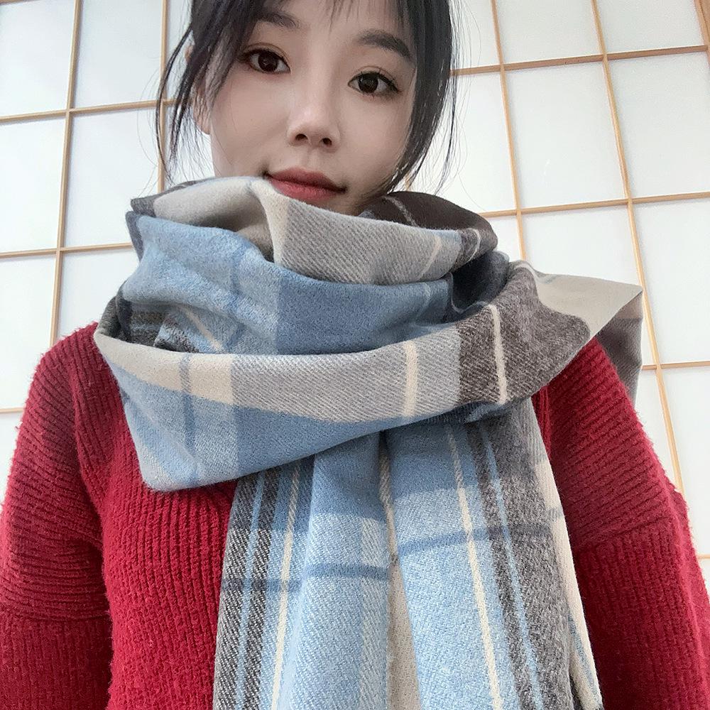 Sciarpa a Quadri Invernale da Donna, Stile Giapponese-Coreano Carino, Versatile Scaldacollo Caldo a Sciarpa