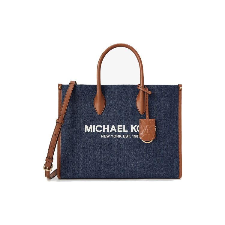 

Michael Kors MK Mirella Metallic Logo Fabric Tote Crossbody Shoulder Bag Medium Women bags Indigo 35F2G7ZT2C-466 Basic Set (Bag+Dust Bag)