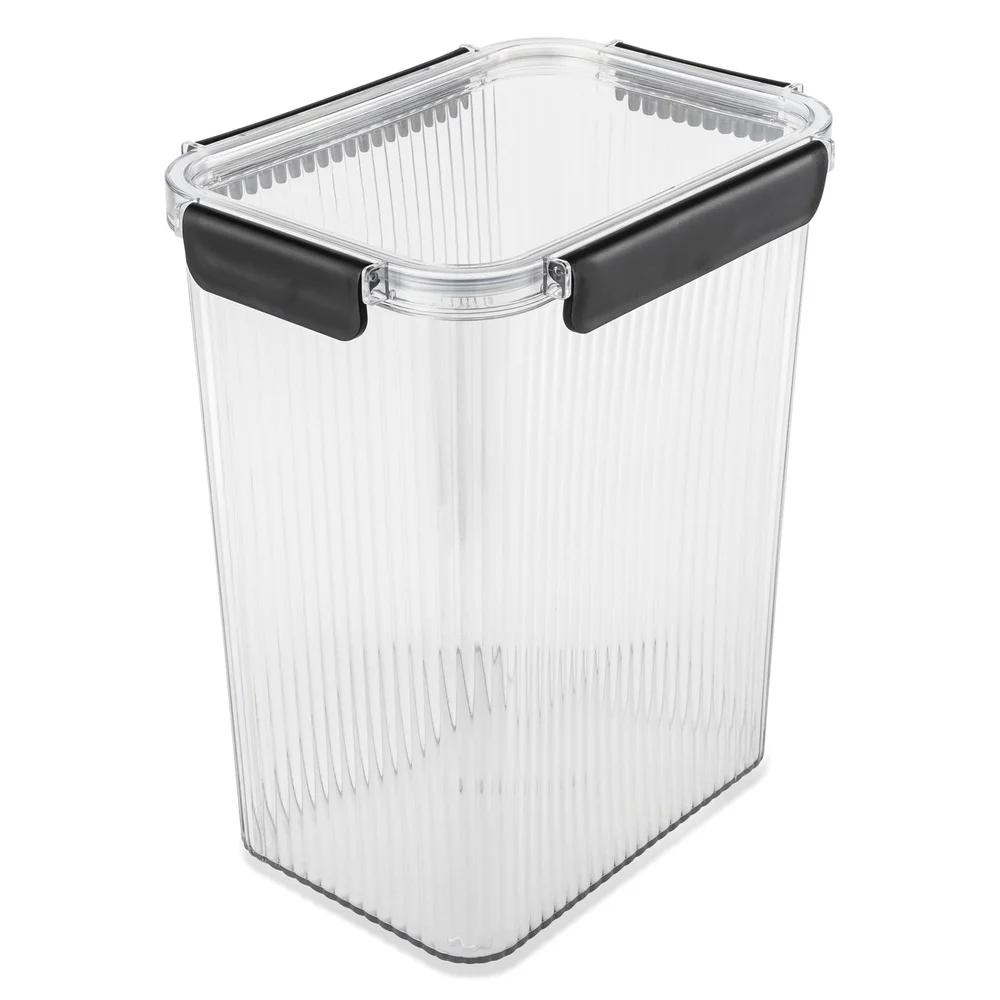 

21.3 Cup Clear Ribbed Plastic Airtight Pantry Storage Container Stackable Food Organizer Dry Goods Cereal Pasta Rice Snacks United States