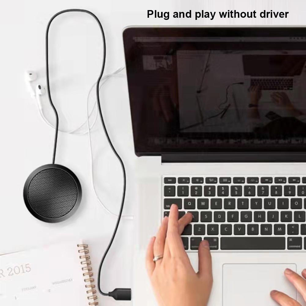 USB/3.5mm Conference Microphone Plug&Play 360° Omnidirectional Condenser Mic Anti-Slip Base Desktop Computer Mic for Game Etc