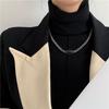 European & American Retro Titanium Steel Black Diamond Clavicle Necklace - Short, Simple, and Stylish for Women