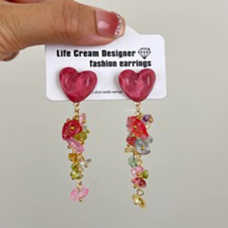 Summer Dopamine Colored Flower Stud Earrings Women's Vacation Atmosphere Versatile Earrings Fashion Smudge Temperament Earrings