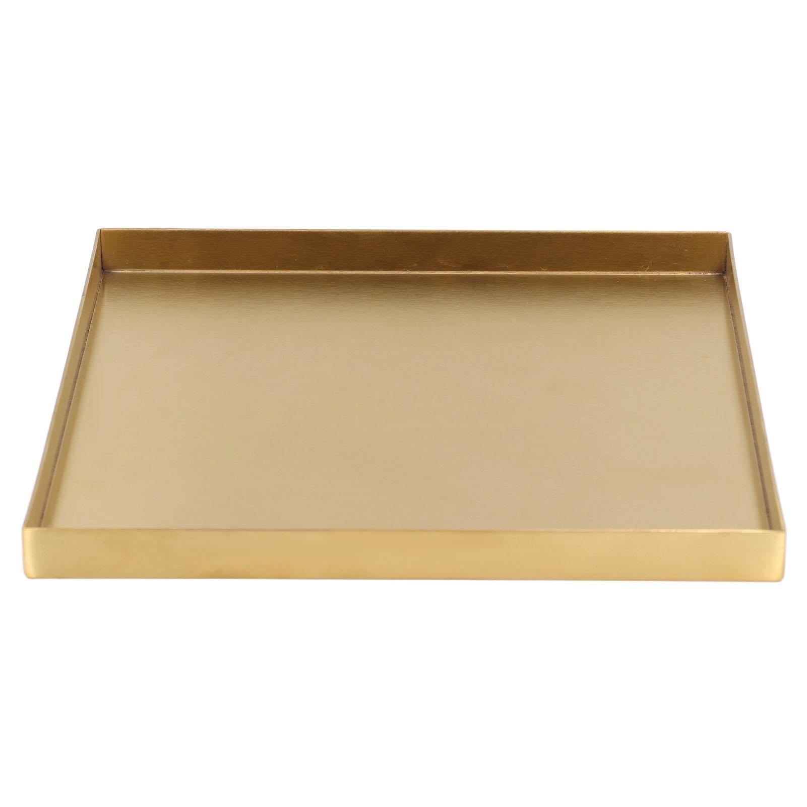 Konnwei Gold Stainless Steel Tray Decorative Jewelry Dish Makeup Tray Organizer For Drink Breakfast Bars Restaurants