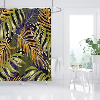 Tropical Leaf Shower Curtain - Vibrant Palm & Monstera Design, Polyester, Machine Washable, Privacy & Style Bath Decor