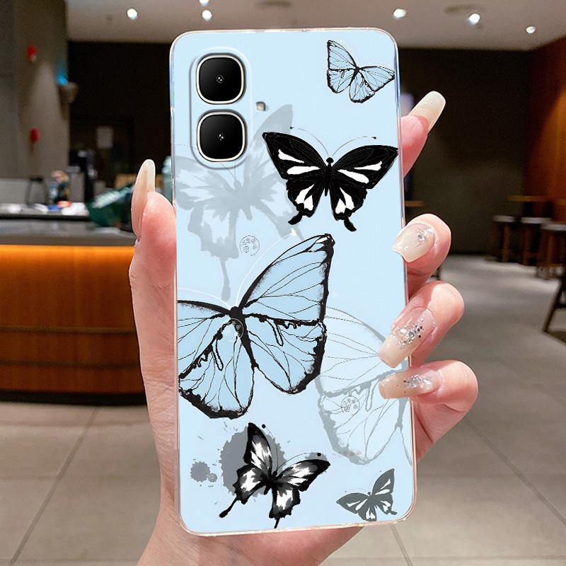 For Infinix Smart 10 2025 Phone Fundas Flower Butterfly Bow Back Cover Smart10 X6725 Soft Silicone Transparent TPU Jelly Case