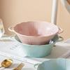 Retro Kiln Glazed Double-Handle Ceramic Bowl