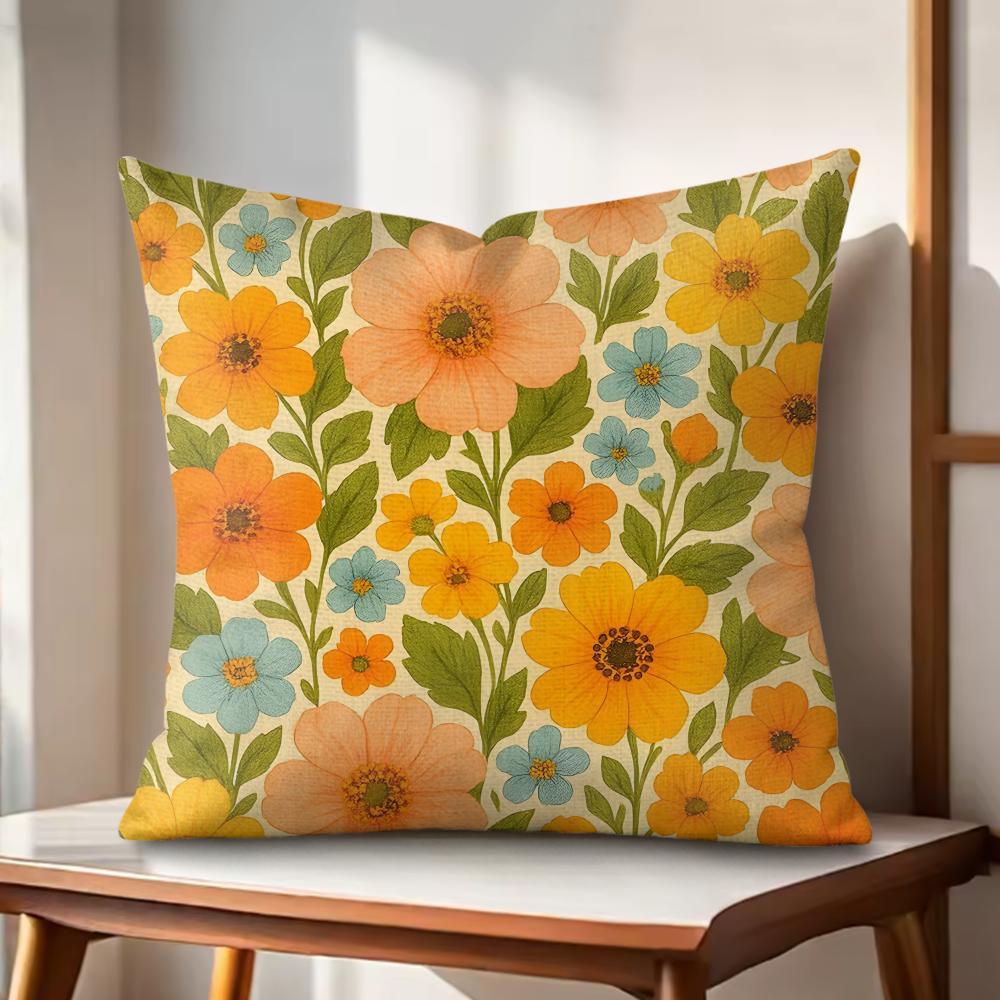 

Retro Floral Cushion Cover Natural Linen Organic Fabric DoubleSided Printing Couch Pillow Covers Home Decor 30x30cm