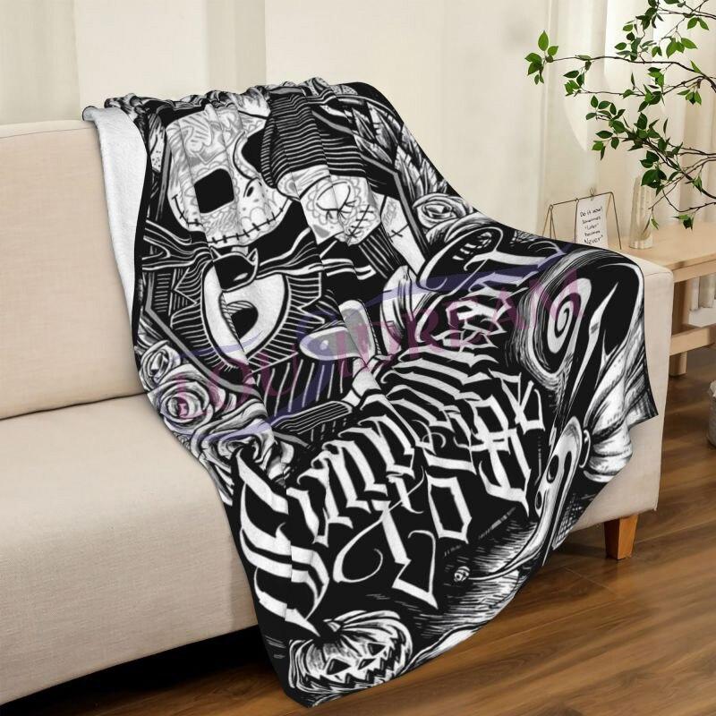 Skull Lover Series Blanket 3D Print Fashion Halloween Lover Flannel Sofa Blanket Blanket Unique Skull Christmas Throw Blanket