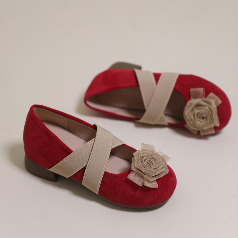 Fashion Camellia Vintage Mary Single Shoes Women 2025 Summer New French Gentle Little Man