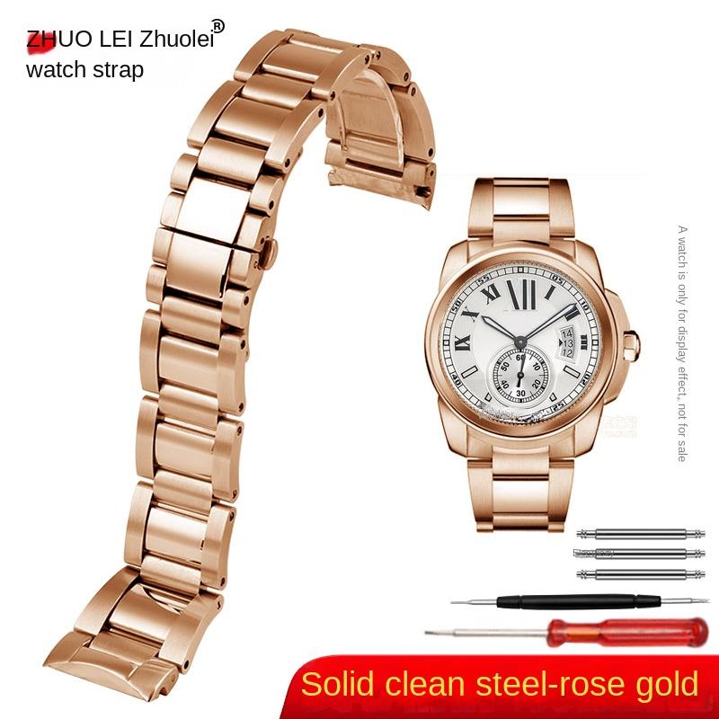 För Cartier Calibre W7100037/W7100041/W7100015 Metallarmband Herr Högkvalitativt Rostfritt Stål 23mm Armband Klockarmband