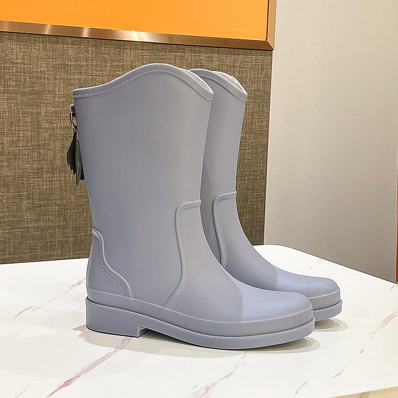 Medium Tube Women's Outdoor Water Shoes High Tube Rain Boots Fashion Rain Shoes Lightweight Rubber Shoes Kitchen Waterproof Overshoes