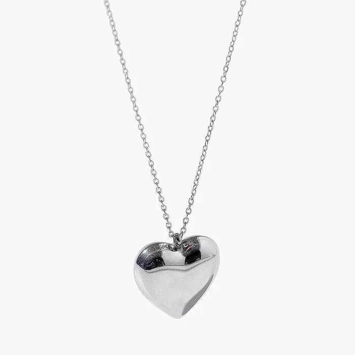 Big Volume Heart Pendant Chain Necklace (C2503-AN890_SV)