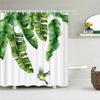Waterproof Fabric Shower Curtain Printing Fresh Green Plant Leaves Bathroom Curtains Polyester Decoration Bath Screen With Ho
