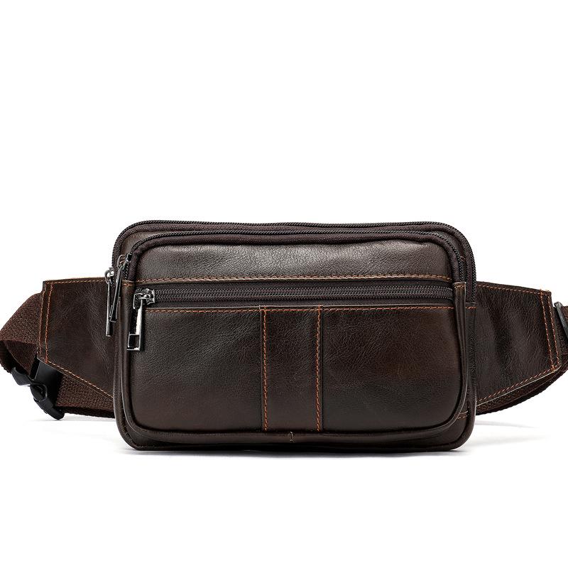Men's Retro Genuine Leather Crossbody Chest Bag, Top Layer Cowhide Waist Bag