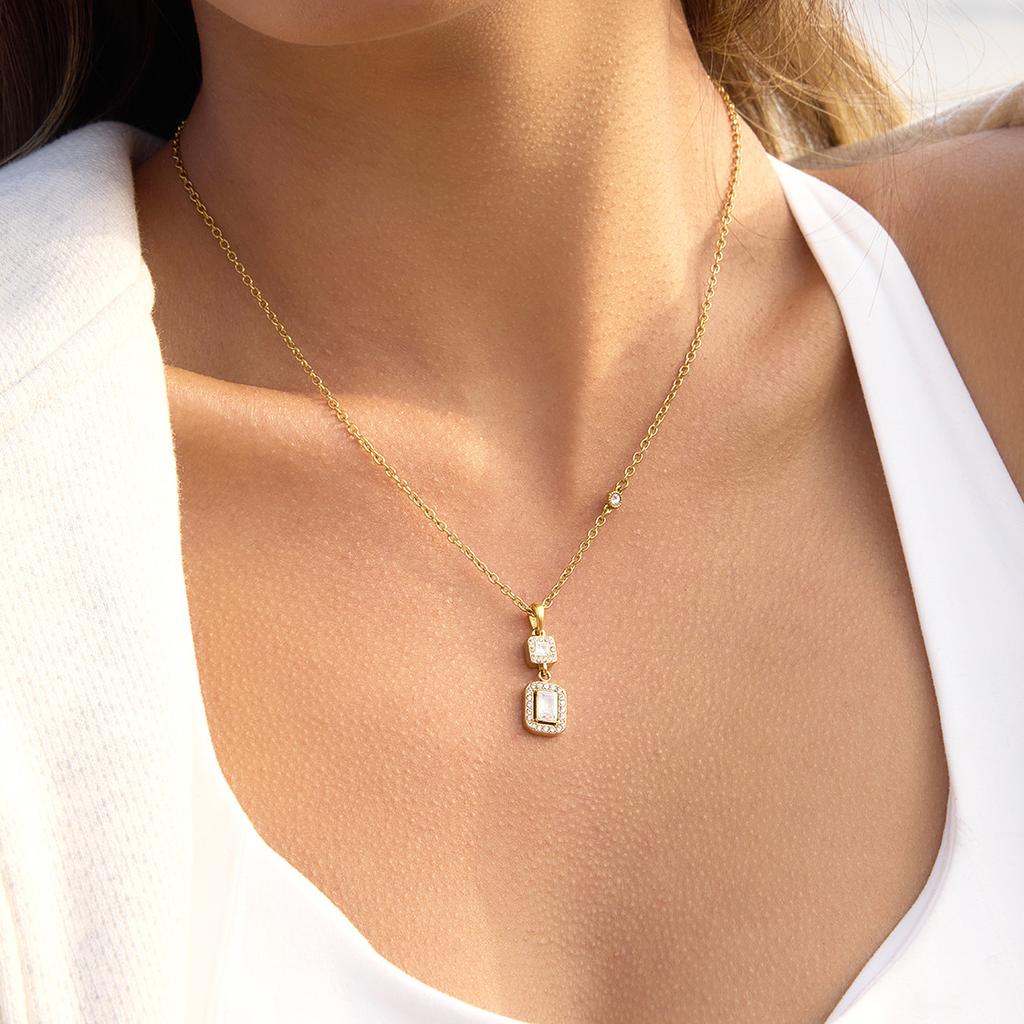 Cubic Zirconia Titanium Steel Clavicle Necklace For Women Light Luxury Niche Premium Jewelry Stainless Steel Fashion Cross Border Accessories