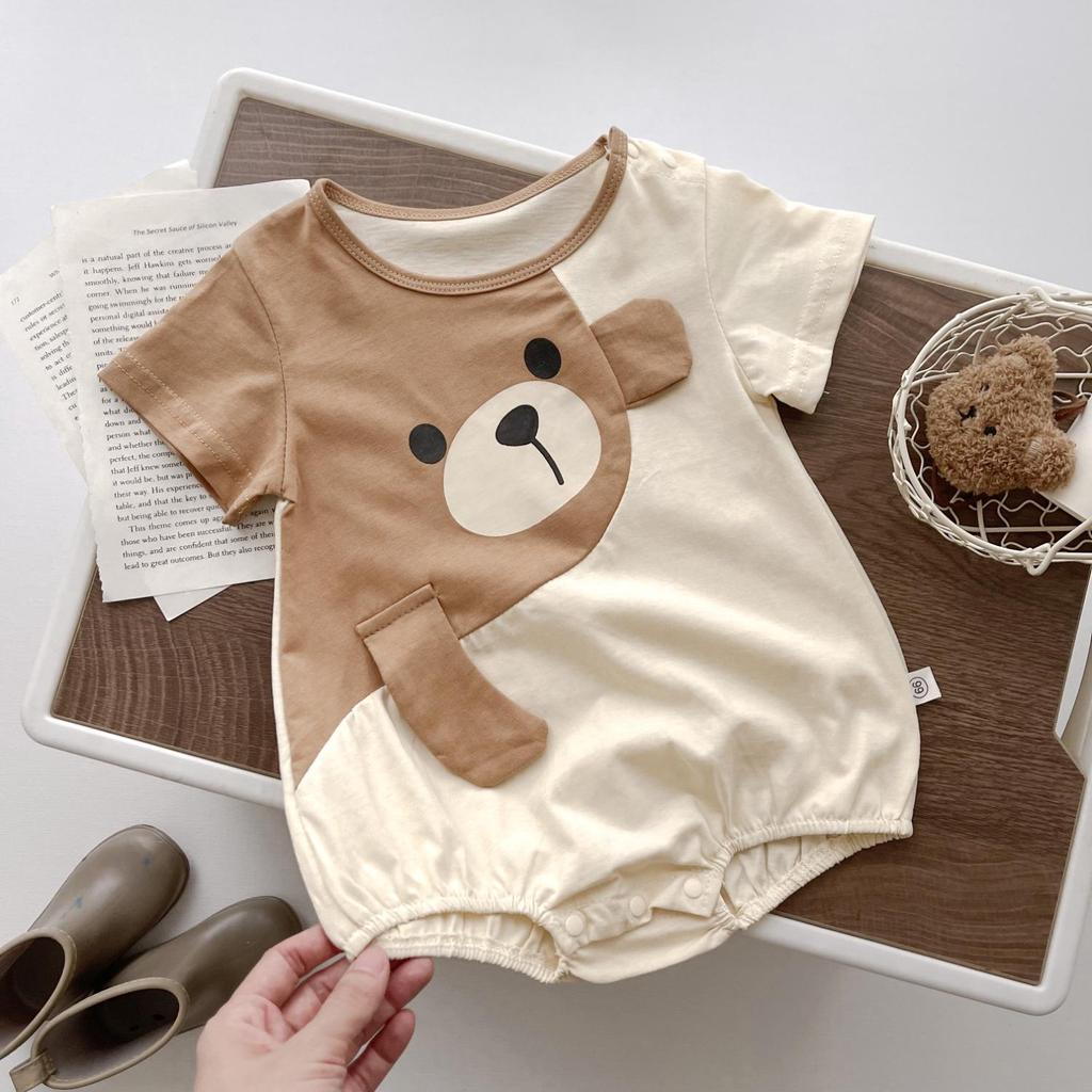 Korean Style Cartoon Baby Romper - Cute Summer Short Sleeve Jumpsuit for Newborns