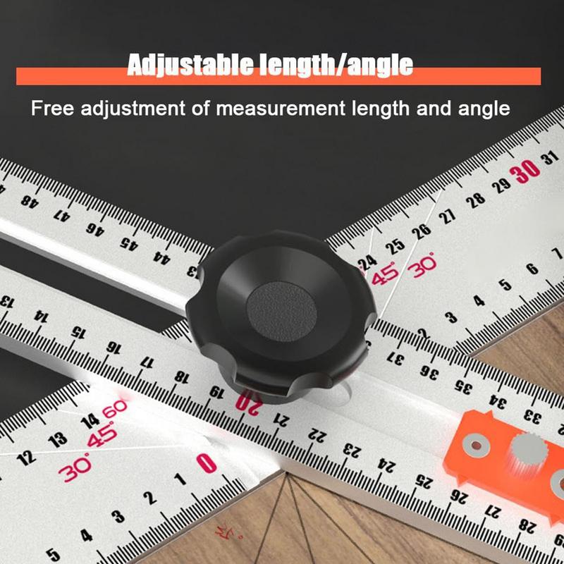 Woodworking Punching Positioning Ruler 2-in-1 T-Shape Ruler Scribe Drawing Marking Gauge Crossed-Cut Ruler Measuring Tools