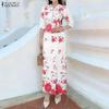 ZANZEA Women 3/4 Sleeve Blouse and Sheath Skirts Floral Print Elegant Two Piece Suit Sets