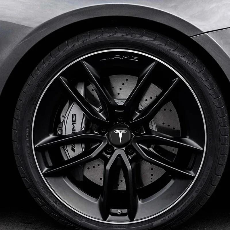 Autosticker 2025 Nieuwe Tesla 4 STUKS Auto Wielnaafdop Covers Sticker Auto Naaf Logo Decals Voor Tesla Model X Y Model S model 3