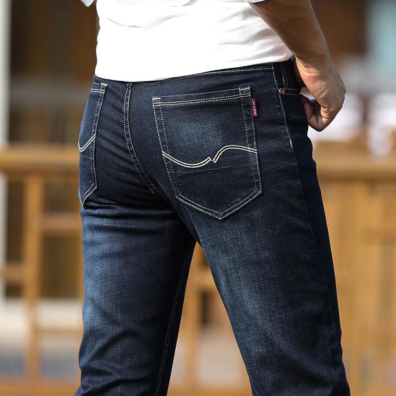 Autumn And Winter New Men'S Business Jeans Elastic Fit Straight Leg Casual Pants Slim Fit Pants For Men