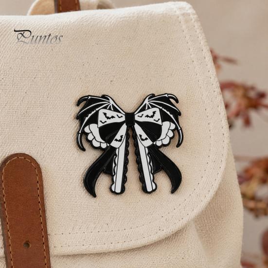 Halloween Costume Pin Brooch Pin, Enamel Skull Bow Design Brooch, Style Snap-On Cool Accessory Badge for Backpacks Collars Hats Holiday Decoration