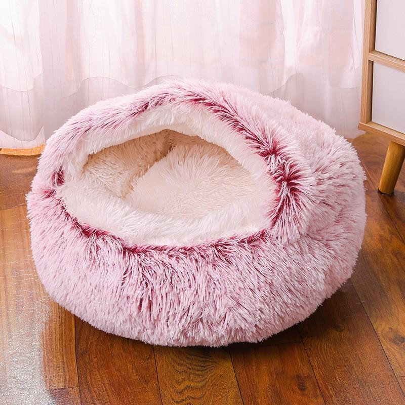 Warm and Comfortable In Winter, Small and Medium-sized Semi-enclosed Half-packed Pet Kennel with Plush Plush Deep Sleep Dog Kennel