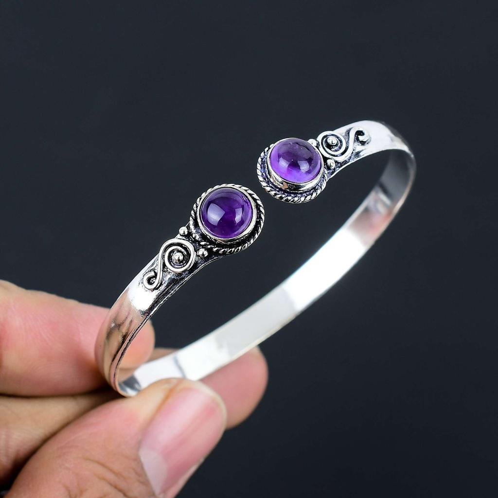 Rose Quartz Gemstone Bangles 925 Sterling Silver Bangle Jewelry Gift For Unisex LG-122
