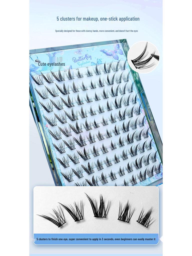 Natural Style Nine-Tailed Fox False Eyelashes – Large Capacity, Photogenic, Segmented Clusters for Beginners, 10 Rows.